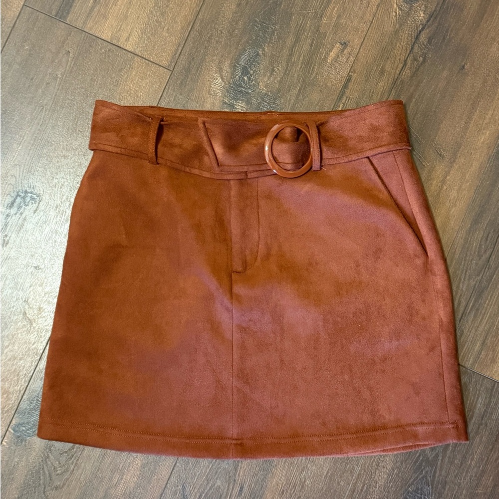 Brown Women’s Faux Suede Skirt
